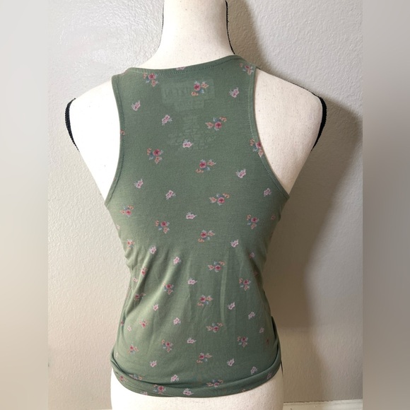 Y2k Vintage Tank Top size S Levis Denizen Green Darlin Tie Front Floral Western - Picture 6 of 6